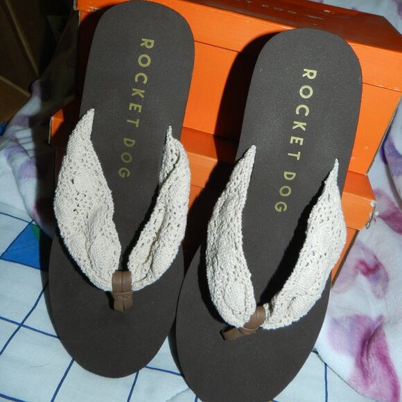 Rocket Dog Natural Crochet Platform Sandal Women Sizes 🆕⌚FAST😮💨⚡🚚 - Picture 8 of 13